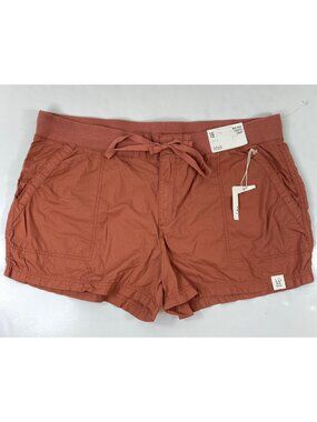 A.N.A. Womens Mid-Rise Shortie Shorts Rust 3.5" Inseam Drawstring Waist Size 18